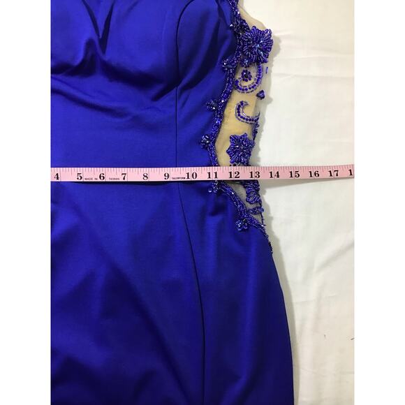 ASPEED SZ S royal blue boat neck hand beaded cutout mermaid maxi gown NWT B163 - Picture 8 of 10